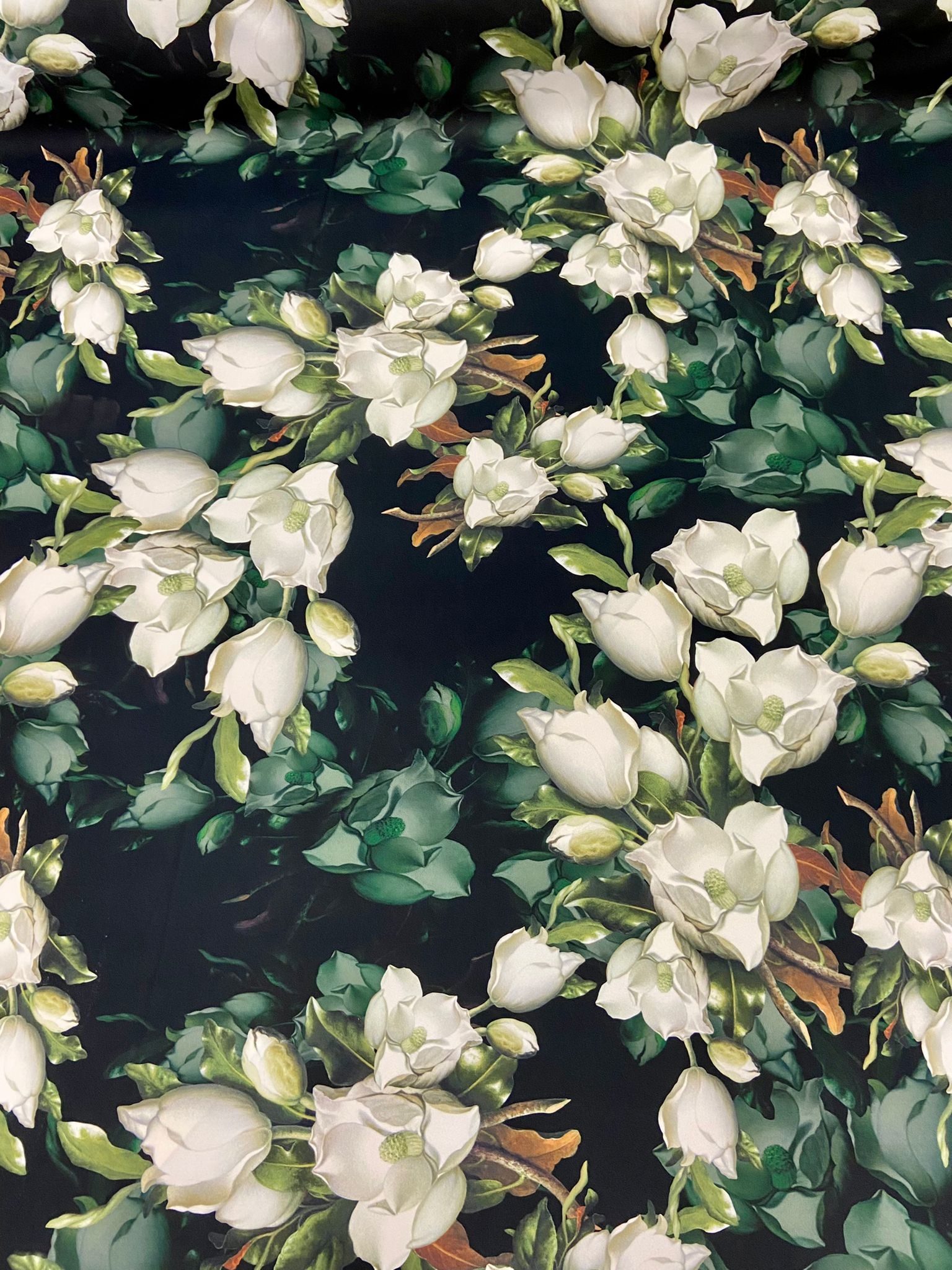 White Flowers Welur Drukowany